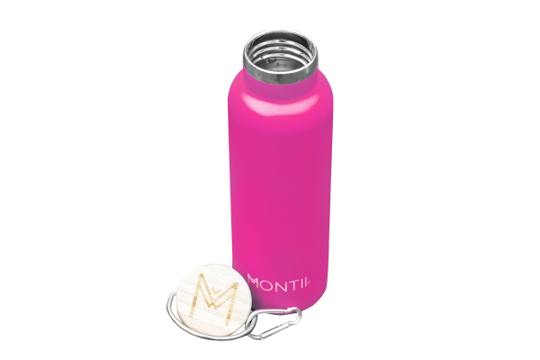 MontiiCo isolierte Edelstahl Trinkflasche 600ml pink