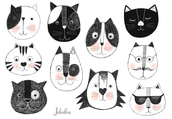 Jabalou wasserfeste Sticker Katzenköpfe, DIN A6