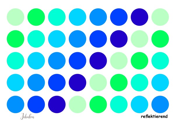 Jabalou REFLEKTIERENDE, wasserfeste Sticker Dots blau-grün, DIN A6