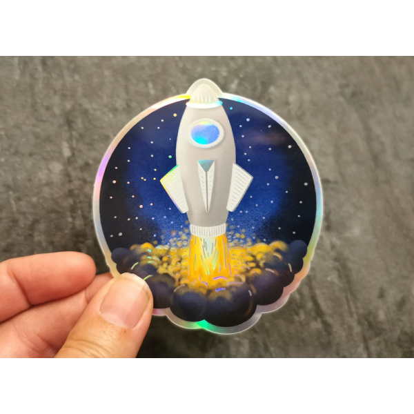 Jabalou wasserfester Hologramm Sticker, Rakete