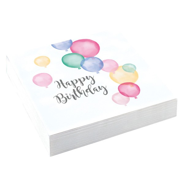 Servietten Happy Birthday 9903711 Pastel 33x33cm