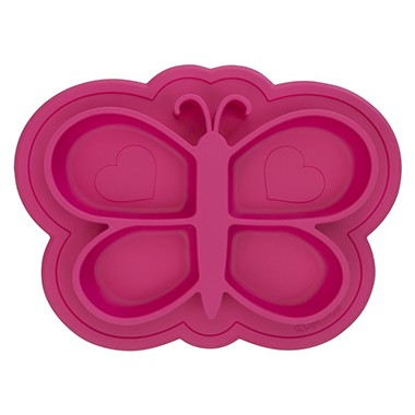 Kushies SiliPlate Silikonteller mit Saugnapf Schmetterling pink