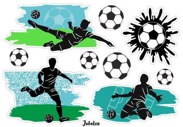 Jabalou wasserfeste Sticker Soccer Boy, DIN A6