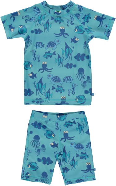 Smafolk Swimwear T-shirt + Shorts Fishes Air Blue