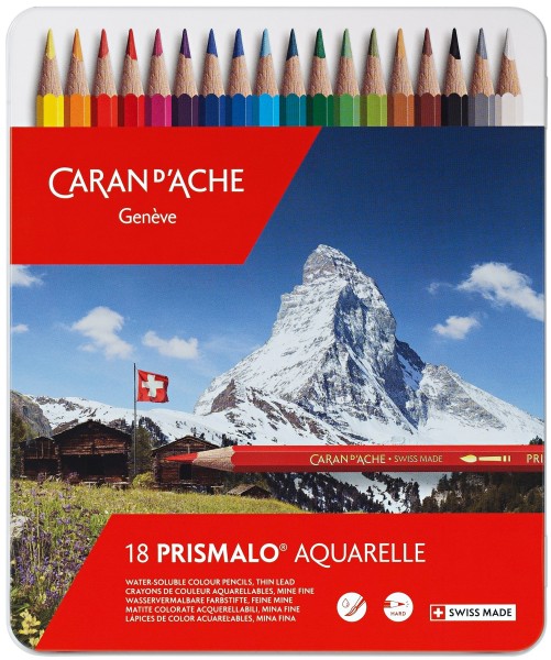 CARAN D'ACHE Farbstifte Prismalo 3mm 999.318 ass. in Metallsch. 18 Stück