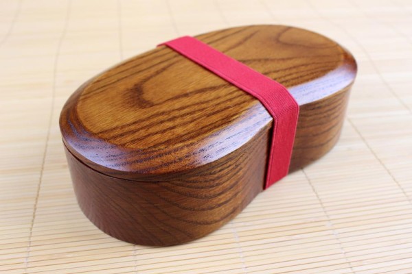 Goodwei Japanische Bento-Box aus dunklem Holz, Nierenform