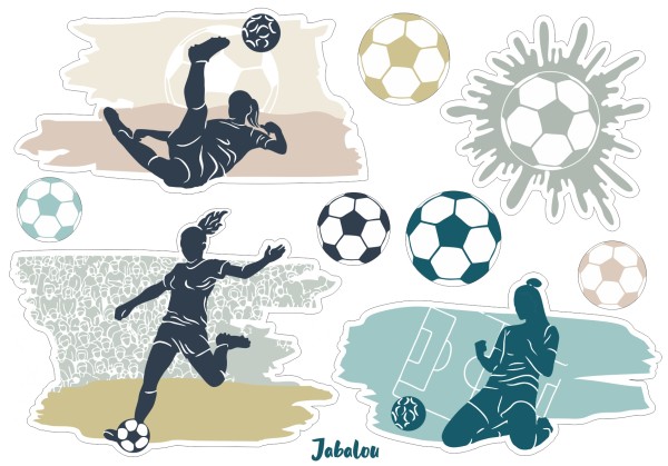 Jabalou wasserfeste Sticker Soccer Girl, DIN A6