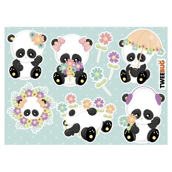 Tweebug wasserfeste Sticker süsse Pandas DIN A6