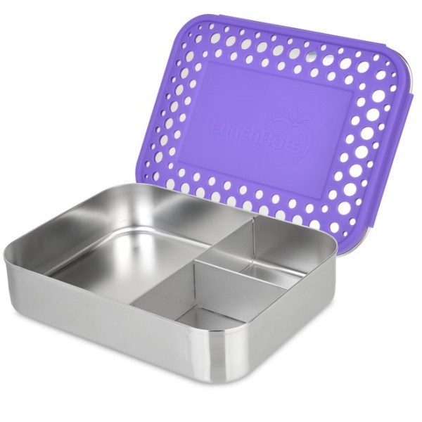 LunchBots Bento Trio container Purple Dots
