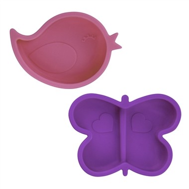 Kushies SiliDip kleine Silikonschalen 2er Set mit Saugnapf pink-violett