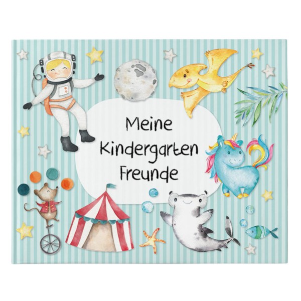 Papierdrachen Freundebuch für Kinder – Meine Kindergartenfreunde – türkis