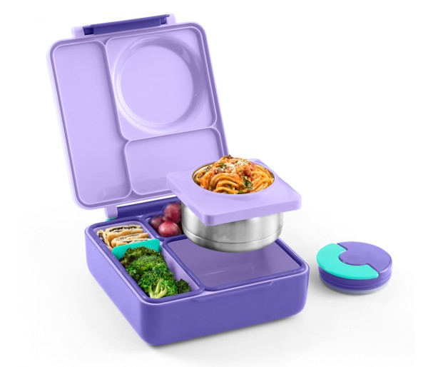 OmieBox hot & cold - Bento Lunchbox mit Thermo Behälter, Purple Plum