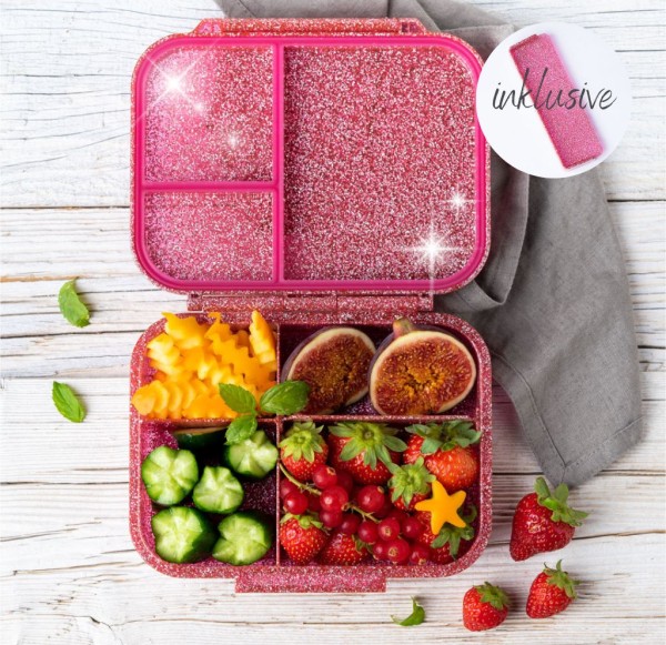 Lekkabox Mini Glamour Lunchbox mit 3 Fächern & Trenner, pink