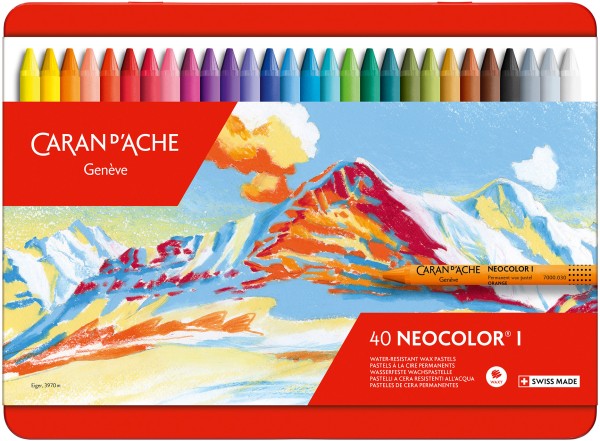 CARAN D'ACHE Wachsmalkreide Neocolor 1 7000.340 40 Farben ass. Metallbox