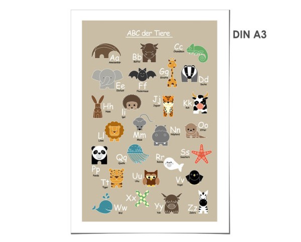 Jabalou Poster A3 ABC-Tiere für Kinder
