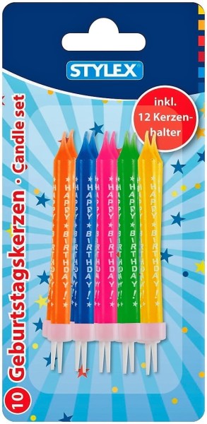 ROOST Kerzen Happy Birthday 10705 10 Stück in 5 Farben