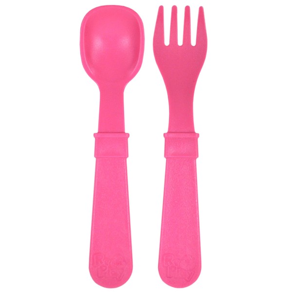Re-Play Utensil Fork & Spoon Bright Pink