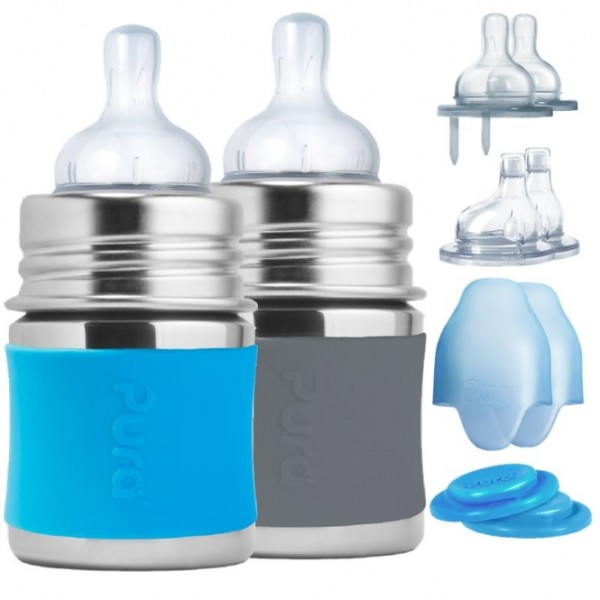 Pura Babyflaschen 150 ml Geschenkset, Aqua & Slate