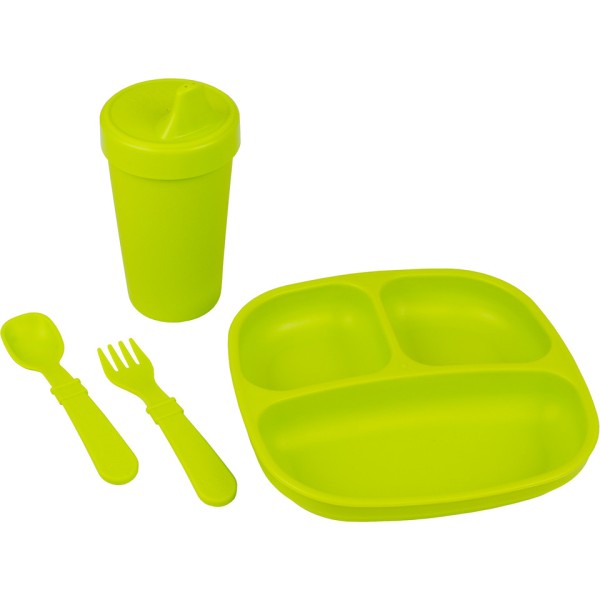 Re-Play Set Green Utensil, No-Spill Cup, Div.Plate