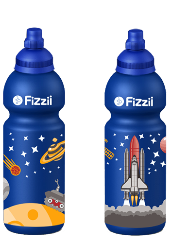 Fizzii Trinkflasche 600ml blau, Weltraum