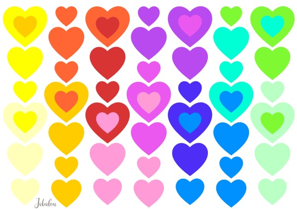 Jabalou wasserfeste Sticker Confetti Hearts Rainbow, DIN A6