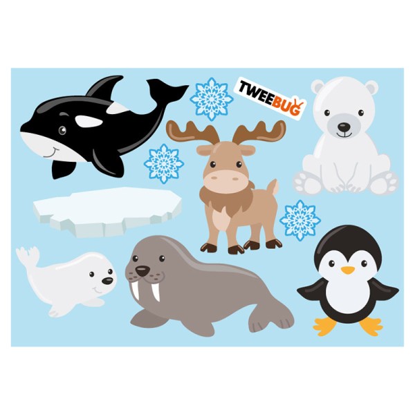 Tweebug wasserfeste Sticker Arktis Tiere DIN A6