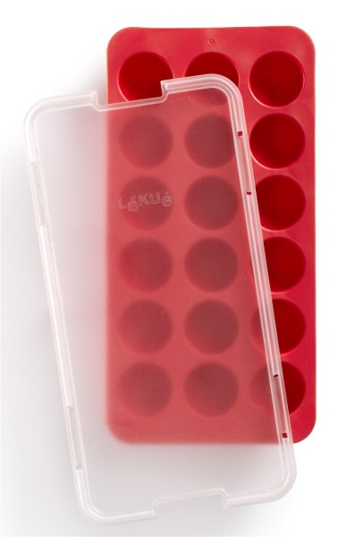 Lékué Eiswürfelbehälter, rund, rot