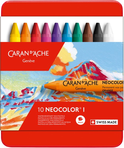 CARAN D'ACHE Wachsmalkreide Neocolor 1 7000.310 10 Farben Metallbox
