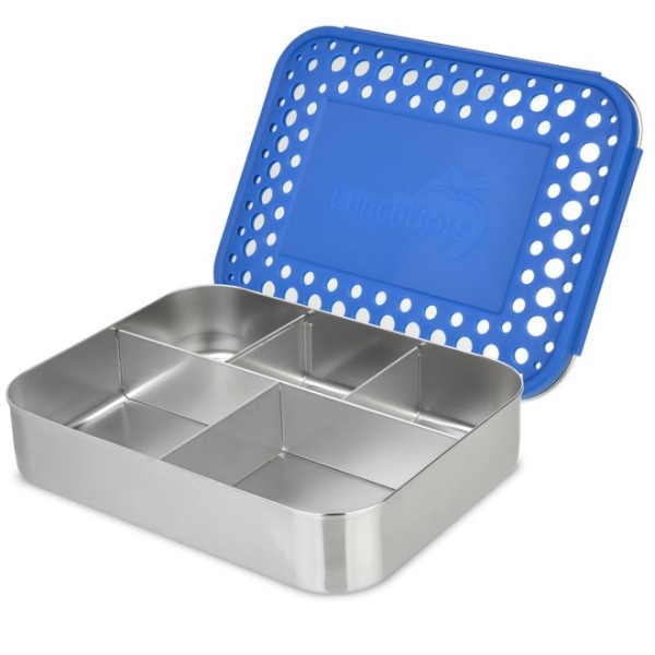 LunchBots Bento Cinco container Blue Dots