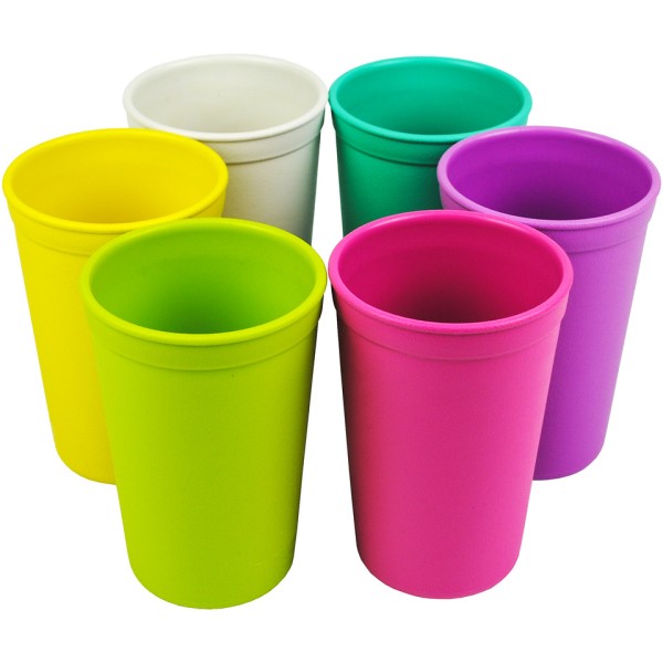 Re-Play 6er Set Trinkbecher Green, Bright Pink, Purple. Aqua, White & Yellow