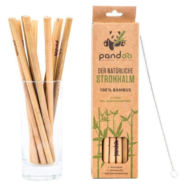 pandoo wiederverwendbare Bambus Strohhalme 12er Pack