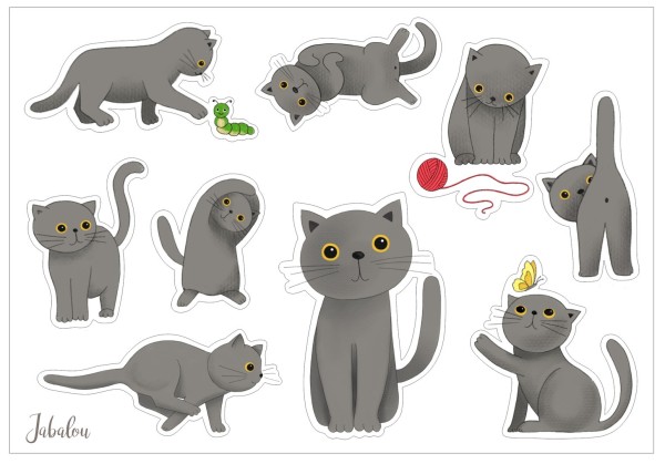 Jabalou wasserfeste Sticker Abby die Katze, DIN A5