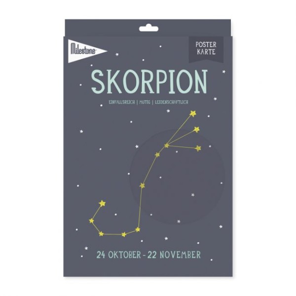 Milestone Sternzeichen Poster im A4 Format, Skorpion