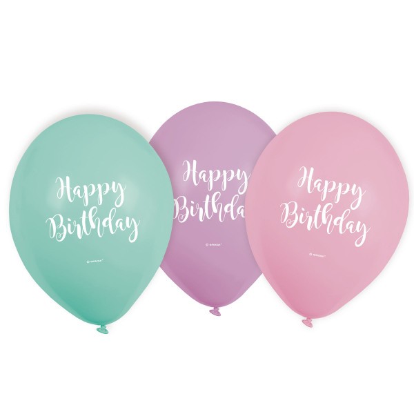 Ballons Happy Birthday 22.8cm 9903713 Pastel 6 Stück