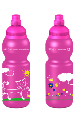 Fizzii Trinkflasche 330ml pink, Katze