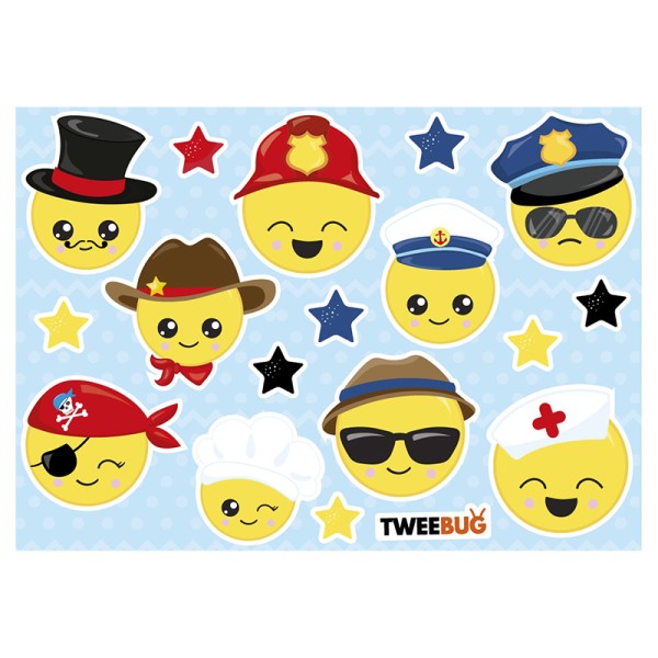 Tweebug wasserfeste Sticker Emoji DIN A6