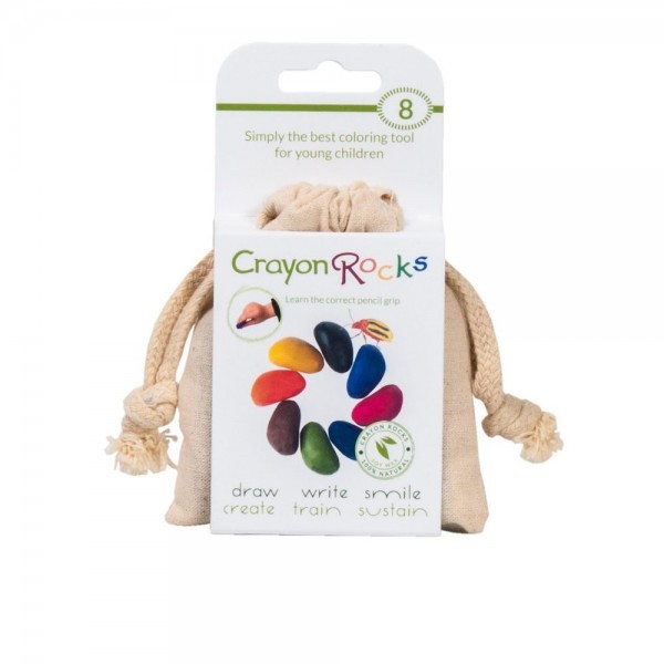 Crayon Rocks Wachsmalsteine im Baumwollsäckchen, 8 Farben