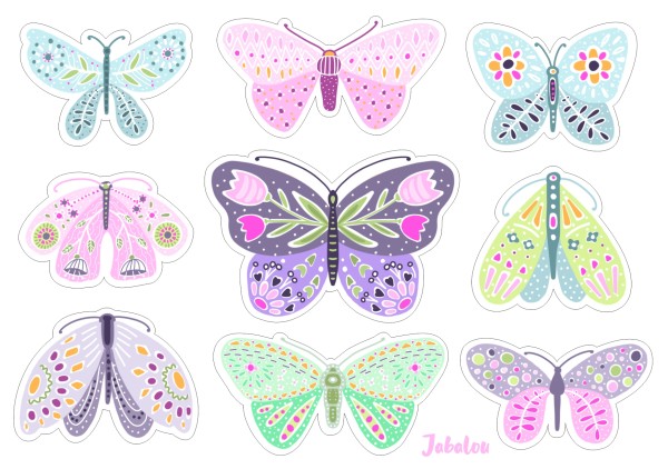 Jabalou wasserfeste Sticker Schmetterlinge, DIN A6