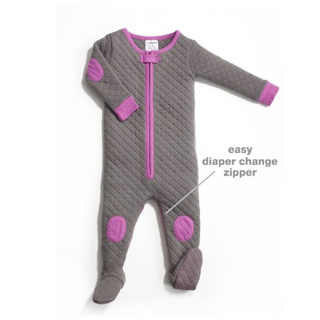 babydeedee warmer Schlafanzug wattiert & abgesteppt, Slate / Pink