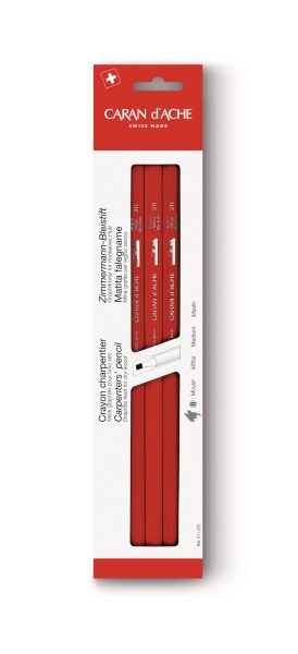 CARAN D'ACHE Bleistift Zimmermann 25cm 211.372 rot 3 Stück
