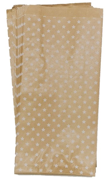 24 Adventskalender-Papiertüten aus Kraftpapier mit Blockboden, "Sterne"