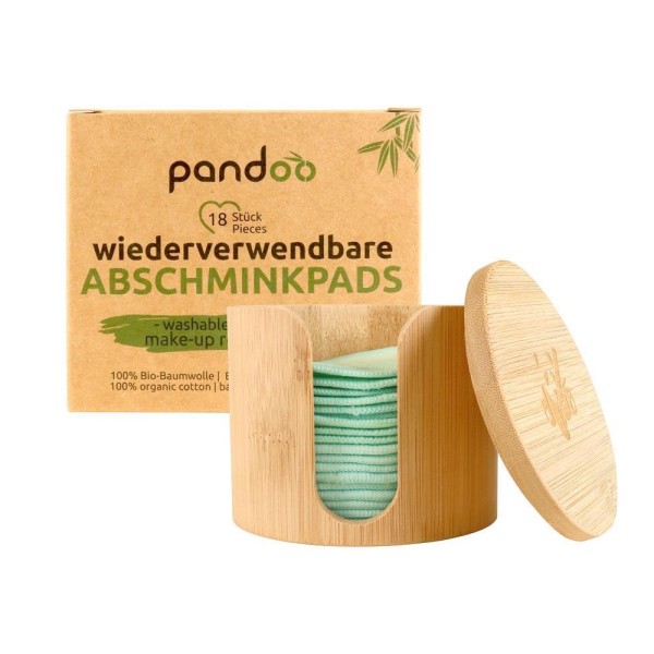 Pandoo Baumwolle Abschminkpads Box 18 Stück, waschbar & wiederverwendbar
