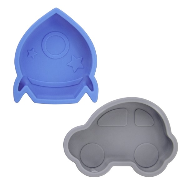 Kushies SiliDip kleine Silikonschalen 2er Set mit Saugnapf blau-grau