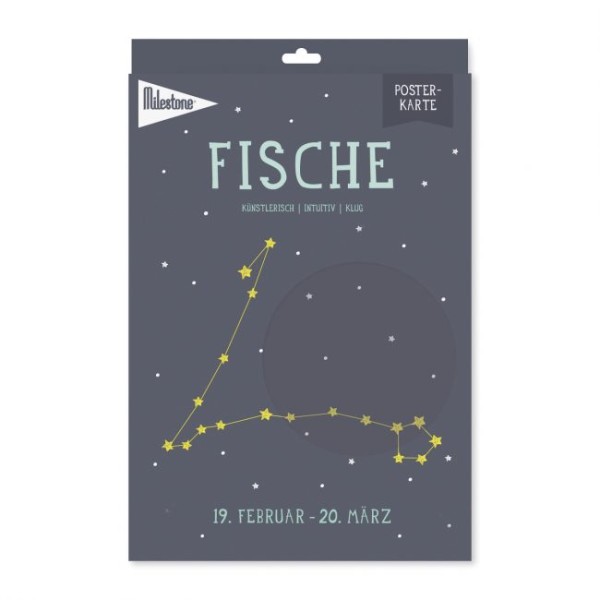 Milestone Sternzeichen Postkarte / Poster im A4 Format, Fische