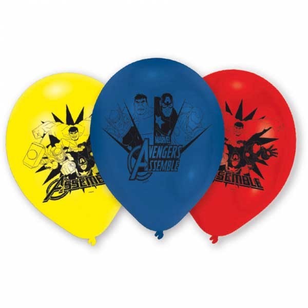 Latexballons Avengers 6 Stk. 999234 gelb, rot, blau 22.8cm