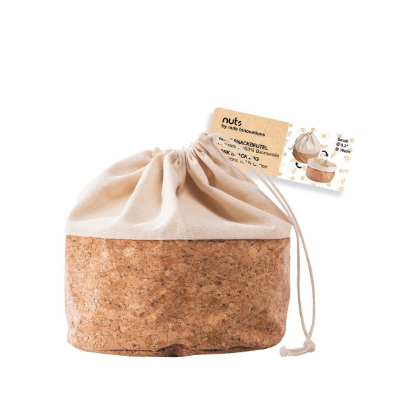 Nuts Innovations Brotbeutel mit Kordel, Baumwolle S cork/beige, 16cm