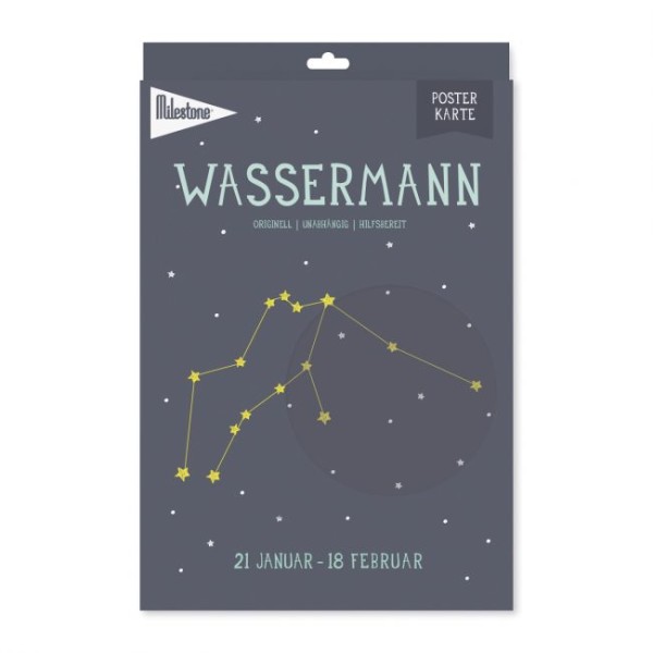 Milestone Sternzeichen Poster im A4 Format, Wassermann