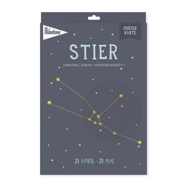 Milestone Sternzeichen Postkarte / Poster im A4 Format, Stier