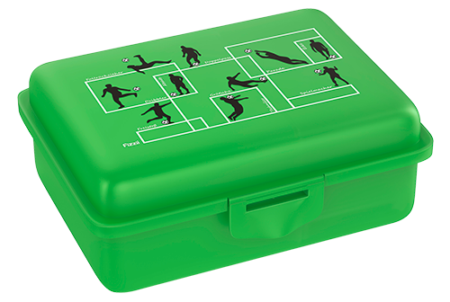 Fizzii Lunchbox mit Trennfach grün, Spielzüge Fussball