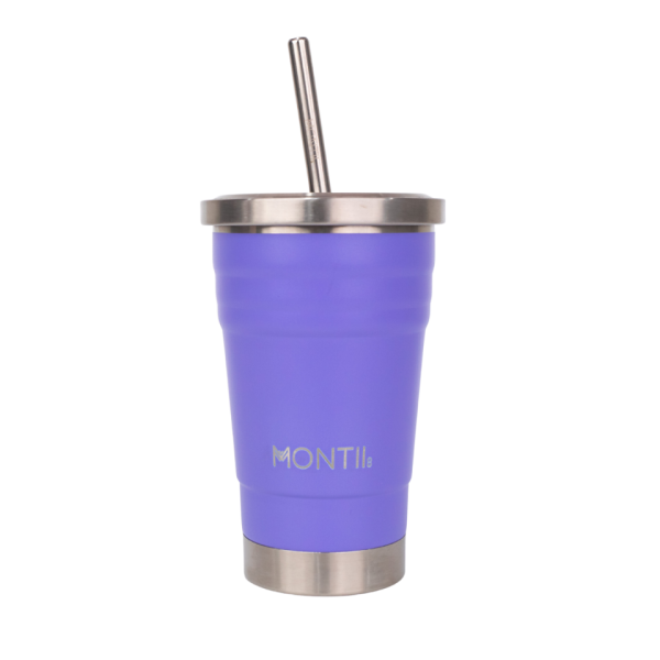 MontiiCo Mini Smoothie Cup isolierter - Becher mit Trinkhalm, grape